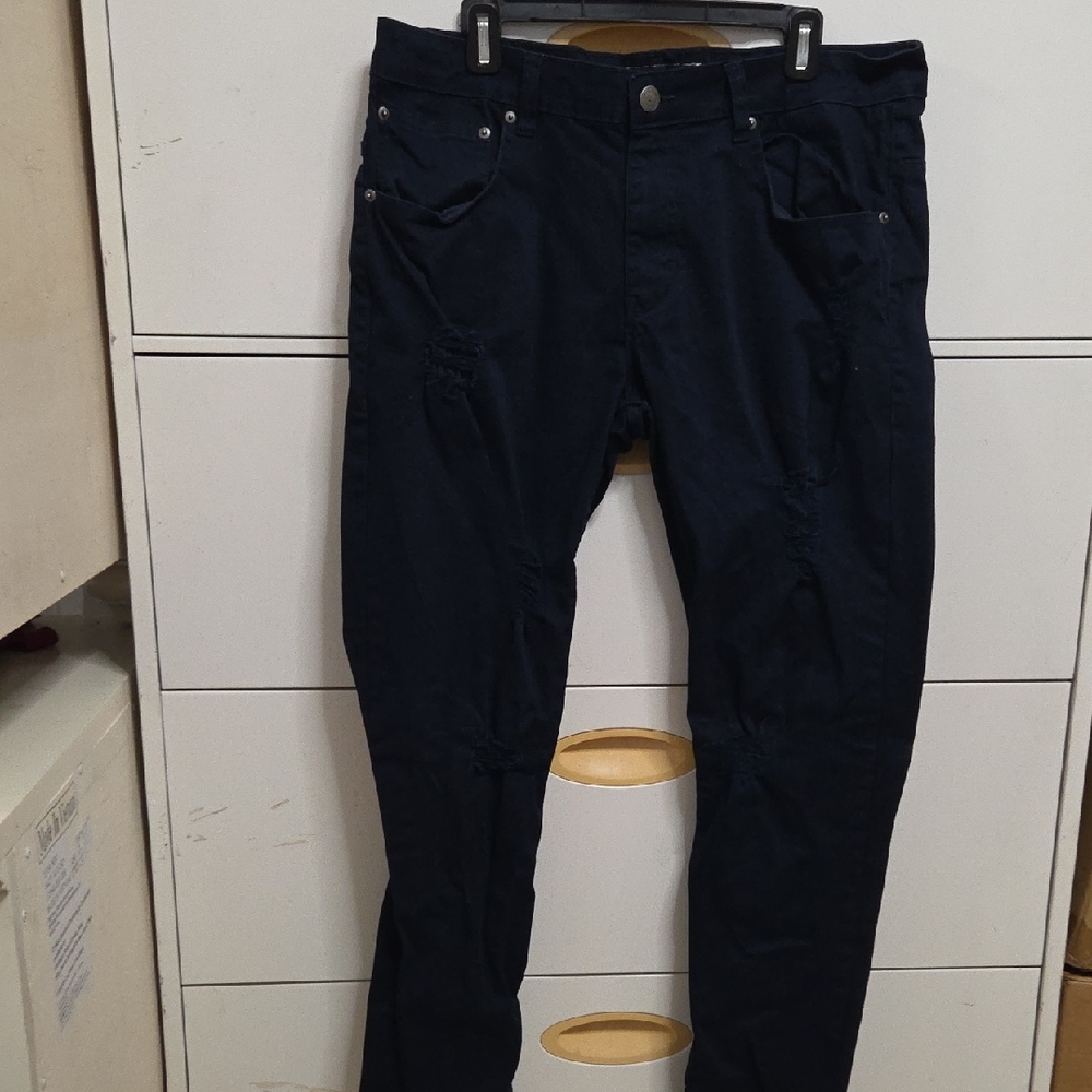 Spark Men’s Blue Pants Size 38x34 Cotton Stretch Dress Pants Blue Dark